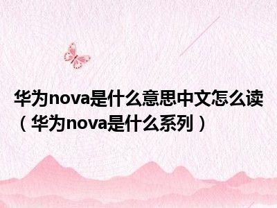 华为nova怎么念(nova翻译成中文)-图2 华为nova怎么念(nova翻译成中文)-图2