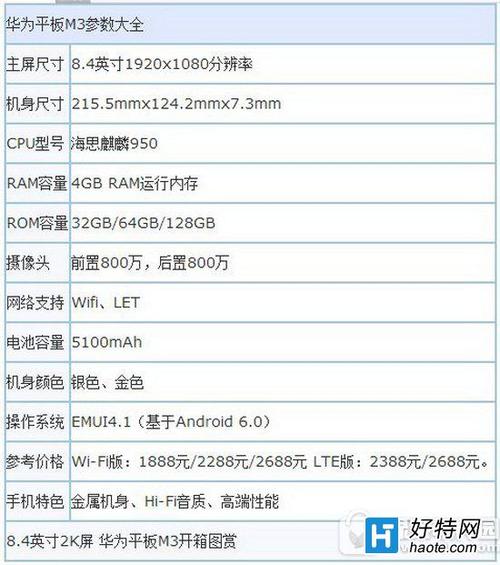 华为平板m3青春版参数(华为平板m3青春版参数配置表)-图2 华为平板m3青春版参数(华为平板m3青春版参数配置表)-图2